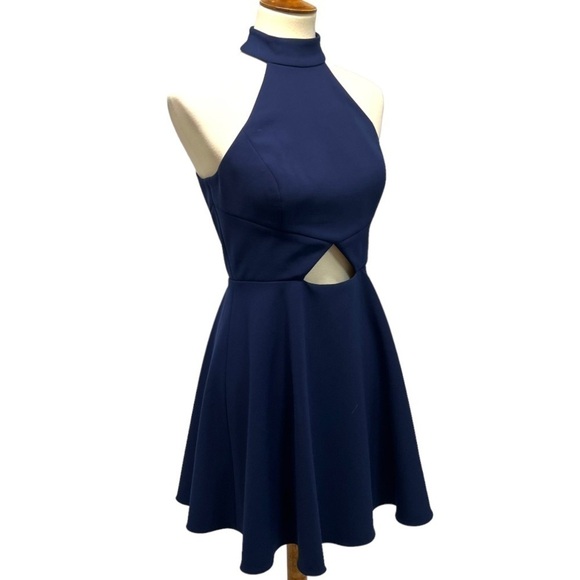 Jay Godfrey Navy Blue Cutout Halter Neck Skater Cocktail Dress Women’s 4 - Picture 11 of 14